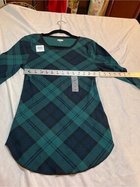 Old navy women Green and Navy Plaid Tunic Top size medium